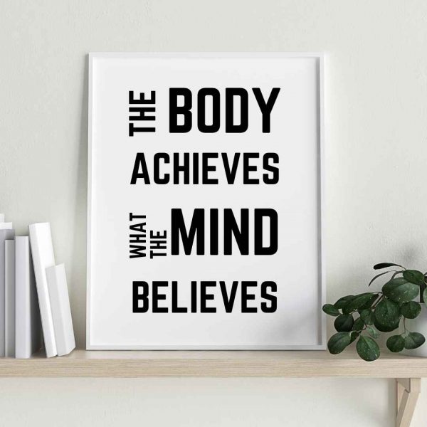 Adesivo Murale Motivazionale Per Palestra - The Body Achieves What The Mind Believes - Foto 2